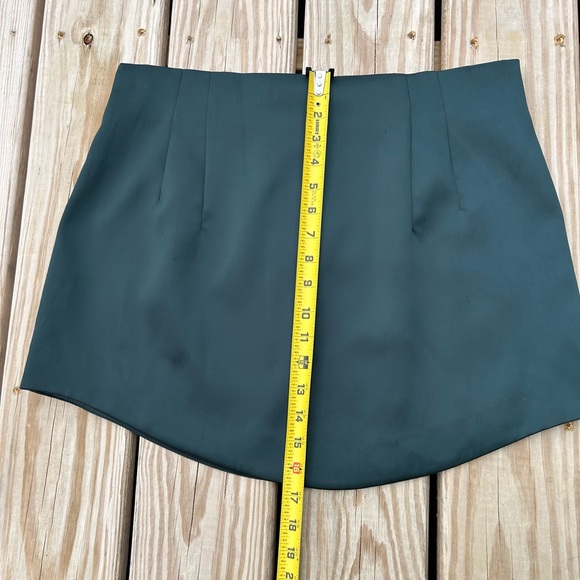 Zara Womens XL Dark Green Satin Mini Skirt Asymmetrical Blogger Fave - Picture 10 of 12